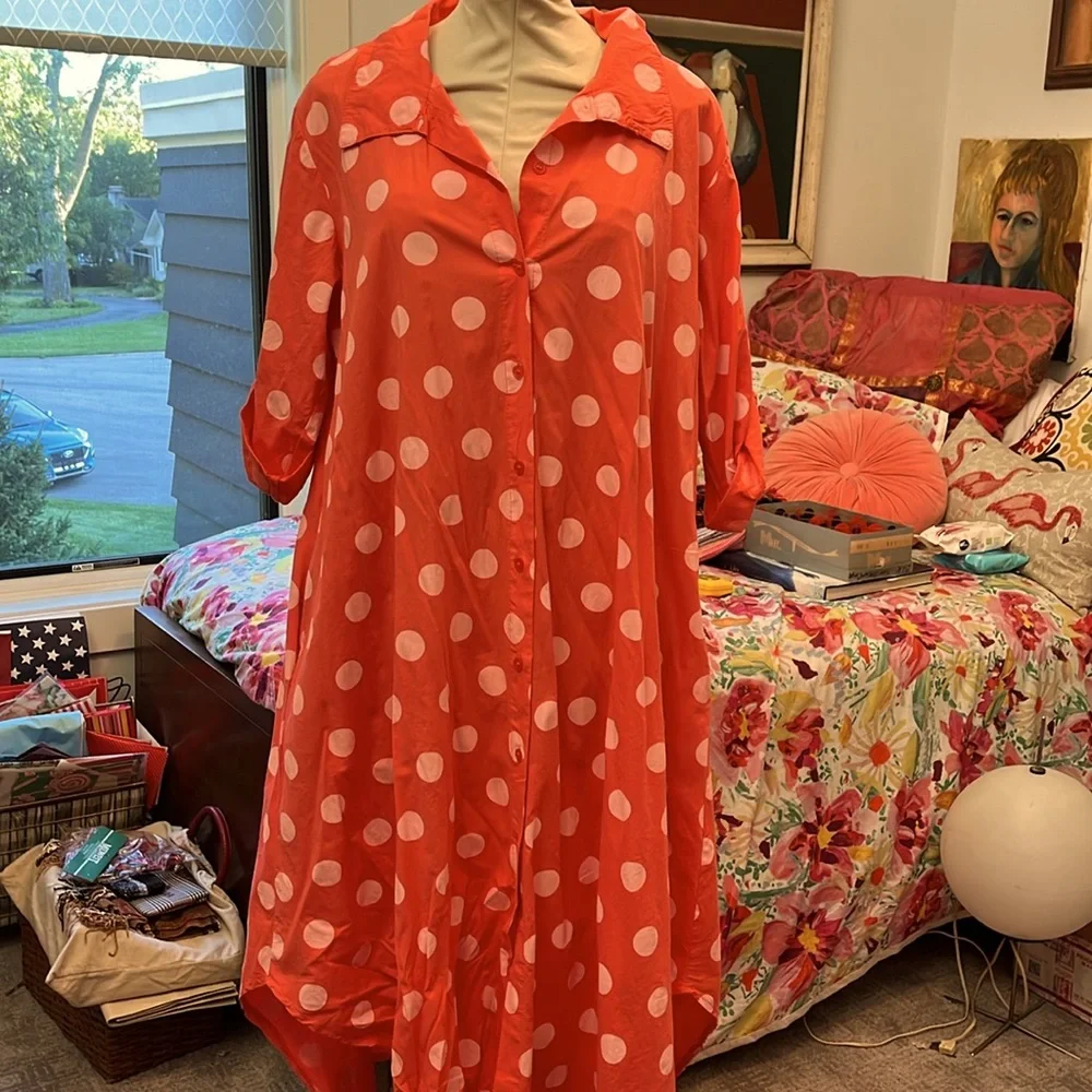 Adorable Pink with Light Pink Polka Dots Maxi Dress - Picture 1 of 6